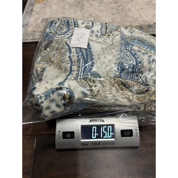 Chicos Paisley Print Cotton Jacket Womens Size S Button Front Beige Blue - Picture 9 of 10